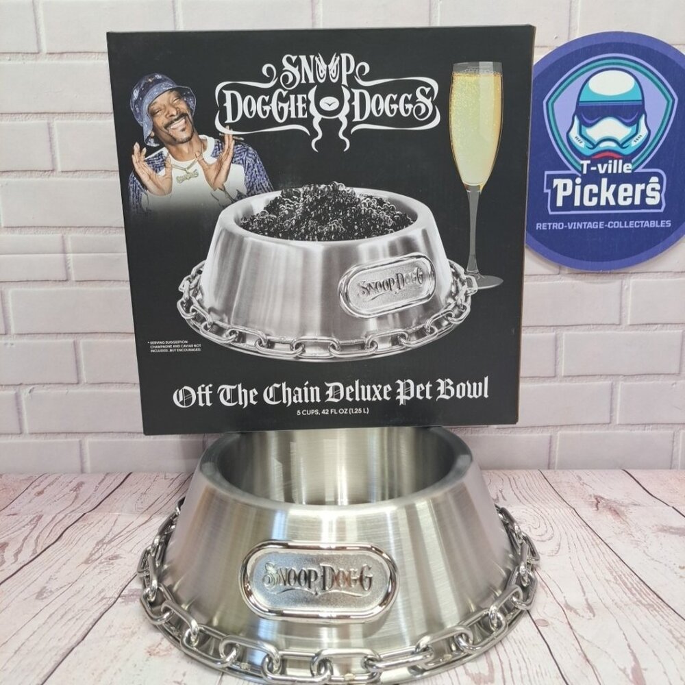 Snoop Doggie Doggs - Deluxe Off The Chain Pet Bowl - Chrome  5 Cups NIB